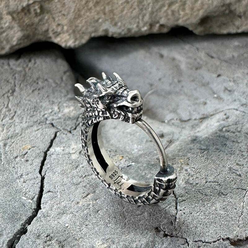 Dragon Sterling Silver Huggie Earrings