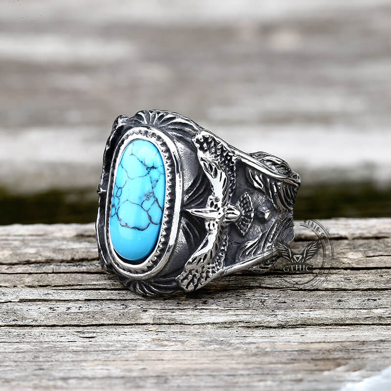 Eagle Turquoise Stainless Steel Ring
