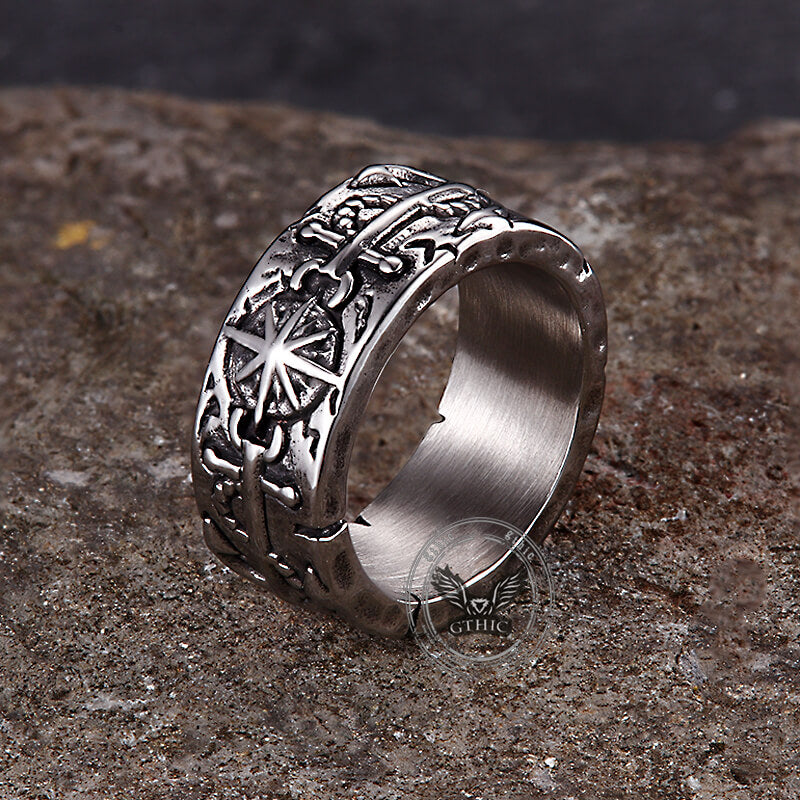 Eight-pointed Star Pirate Anchor Stainless Steel Ring