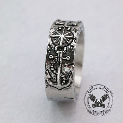 Eight-pointed Star Pirate Anchor Stainless Steel Ring