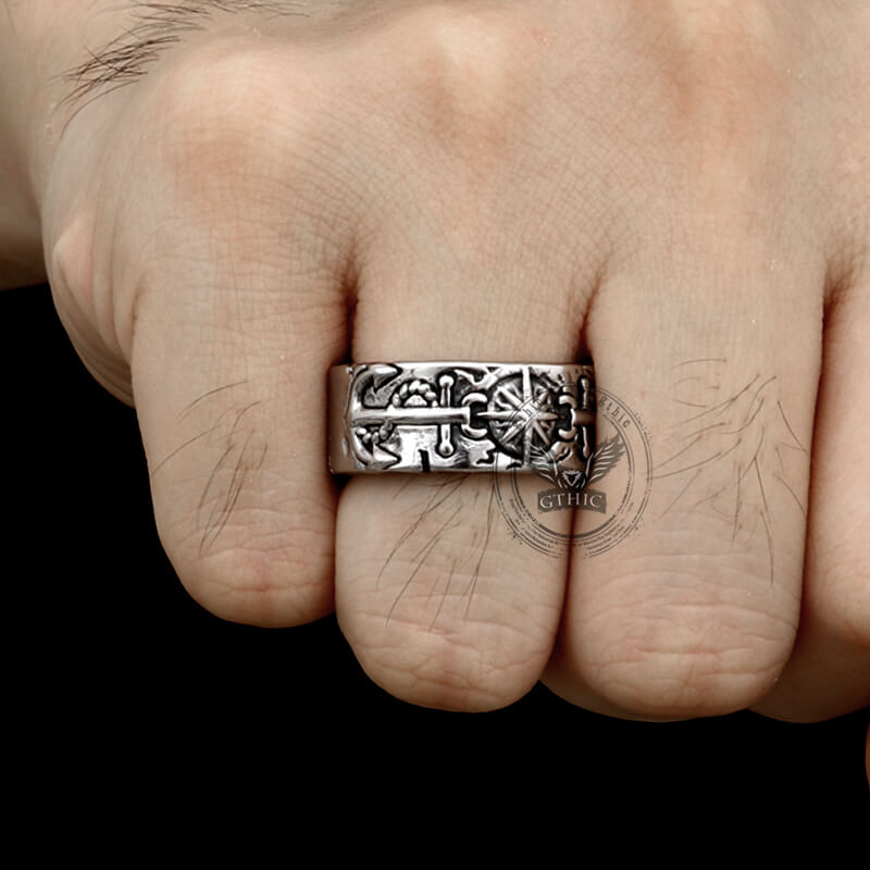 Eight-pointed Star Pirate Anchor Stainless Steel Ring