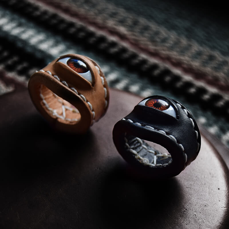 Evil Eye Leather Scarf Ring