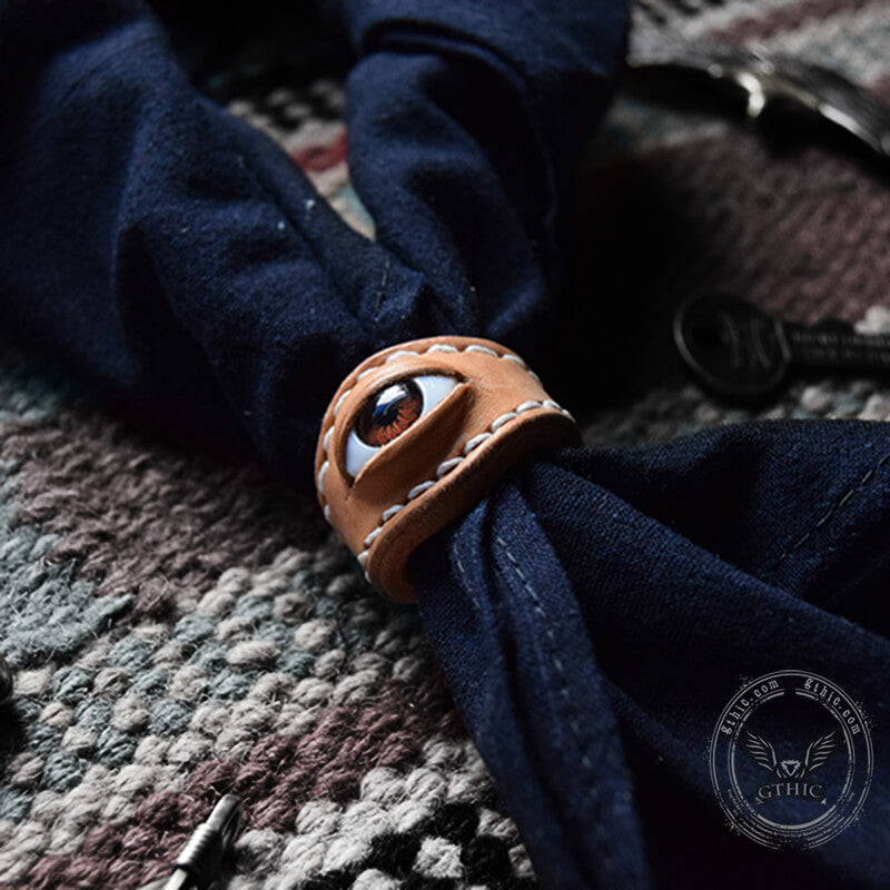 Evil Eye Leather Scarf Ring