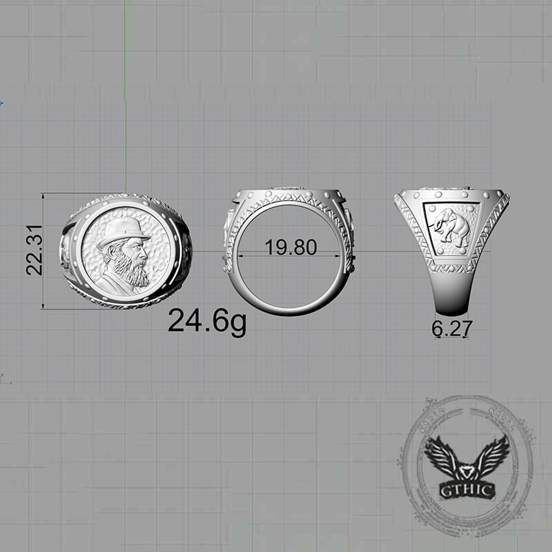 Explorer Elephant Sterling Silver Ring