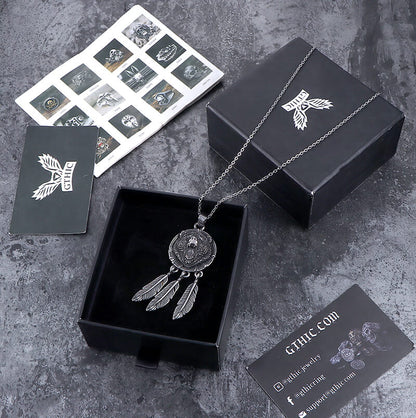 Feather Bear Head Stainless Steel Animal Pendant