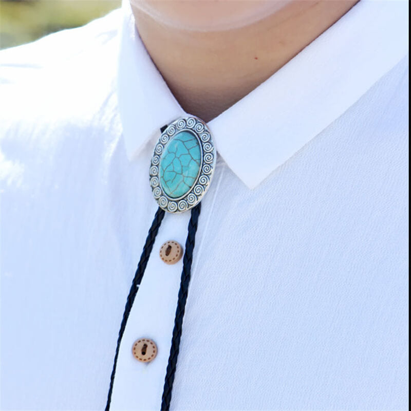 Feather Turquoise Alloy Bolo Tie