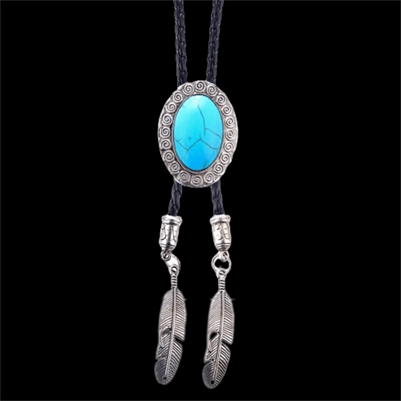 Feather Turquoise Alloy Bolo Tie