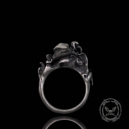 Fierce Shark Ocean Wave Sterling Silver Ring