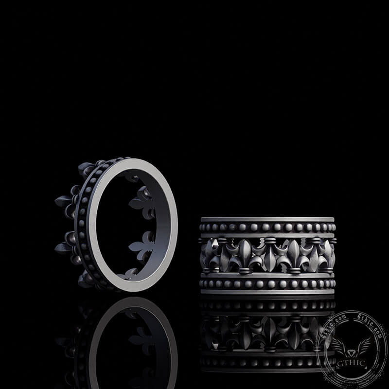 Fleur-de-lis Crown Sterling Silver Ring
