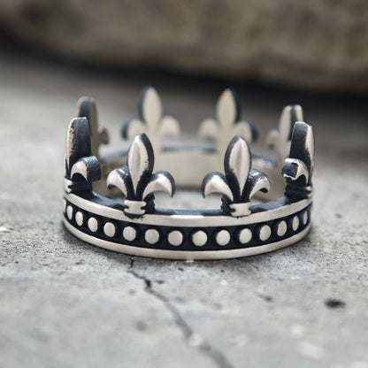Fleur-de-lis Crown Sterling Silver Ring