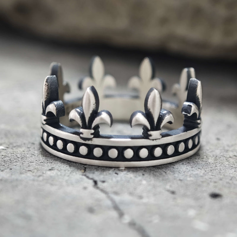 Fleur-de-lis Crown Sterling Silver Ring
