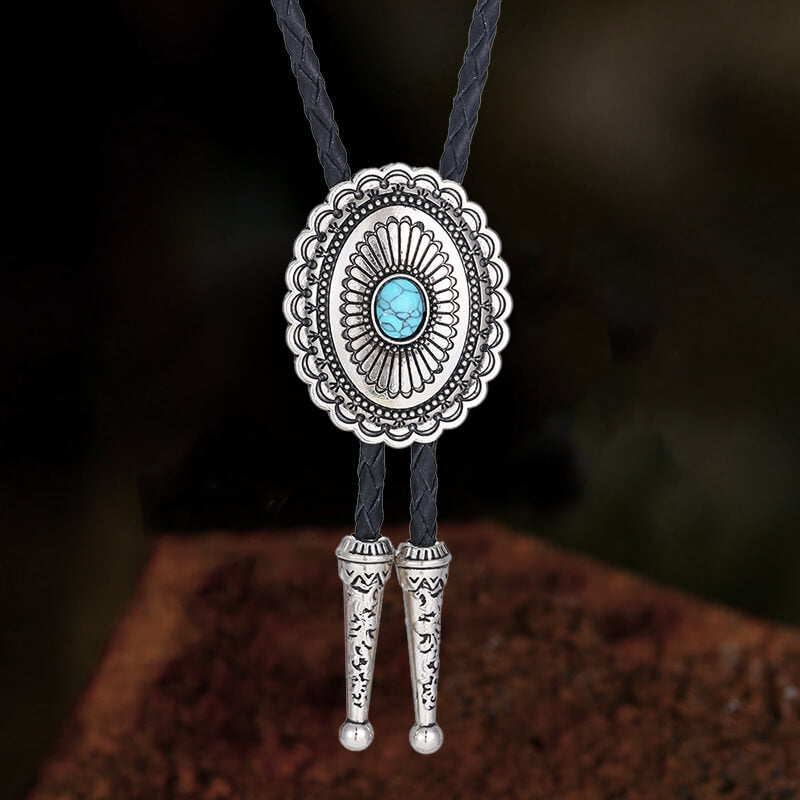 Flower Design Gem Alloy Bolo Tie