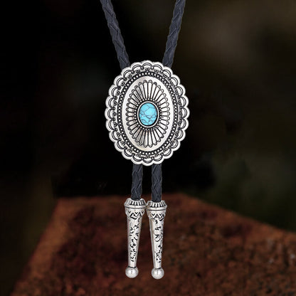 Flower Design Gem Alloy Bolo Tie
