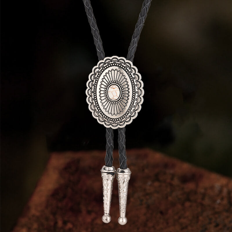 Flower Design Gem Alloy Bolo Tie