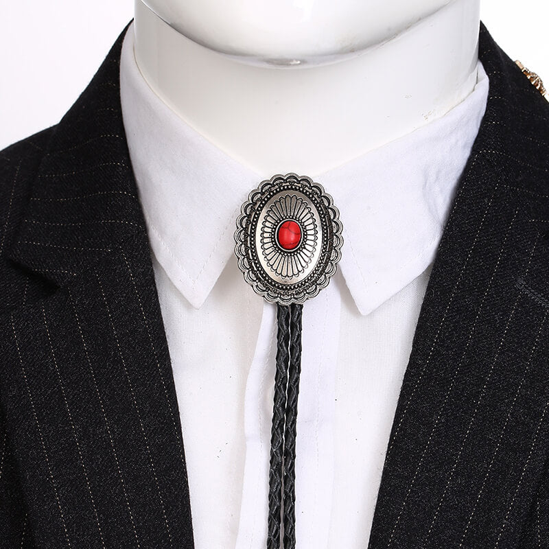 Flower Design Gem Alloy Bolo Tie