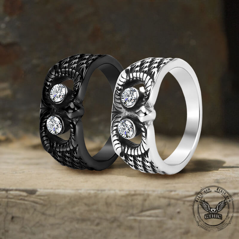 Gem-set Owl Stainless Steel Ring