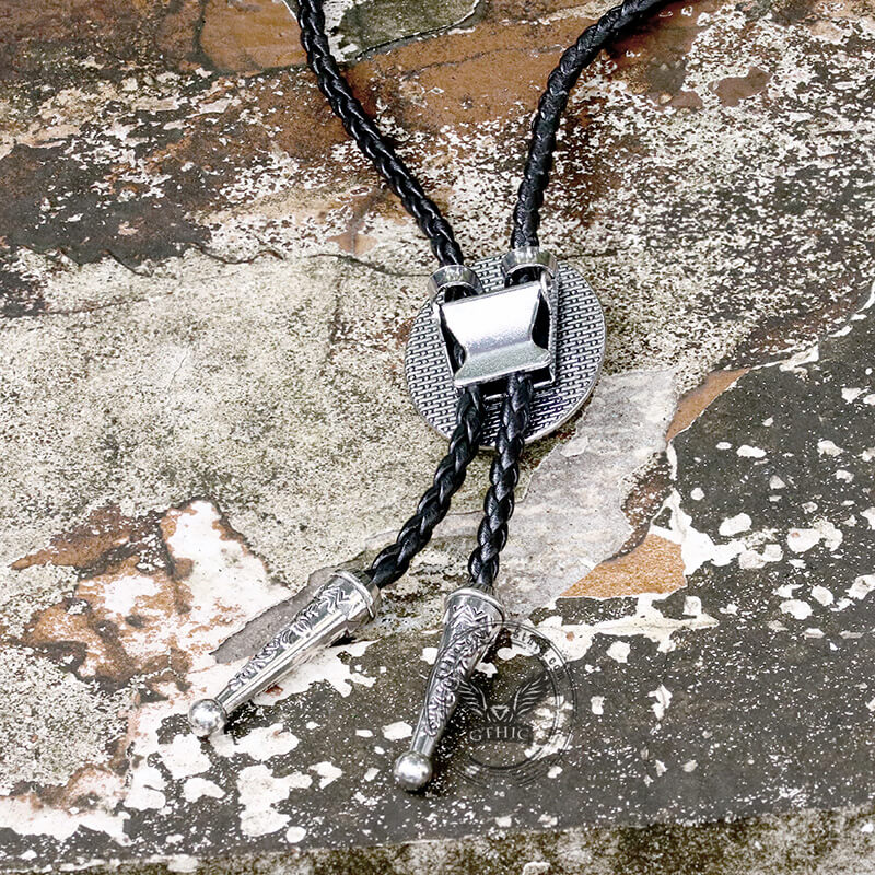 Gemstone Braided Leather Bolo Tie