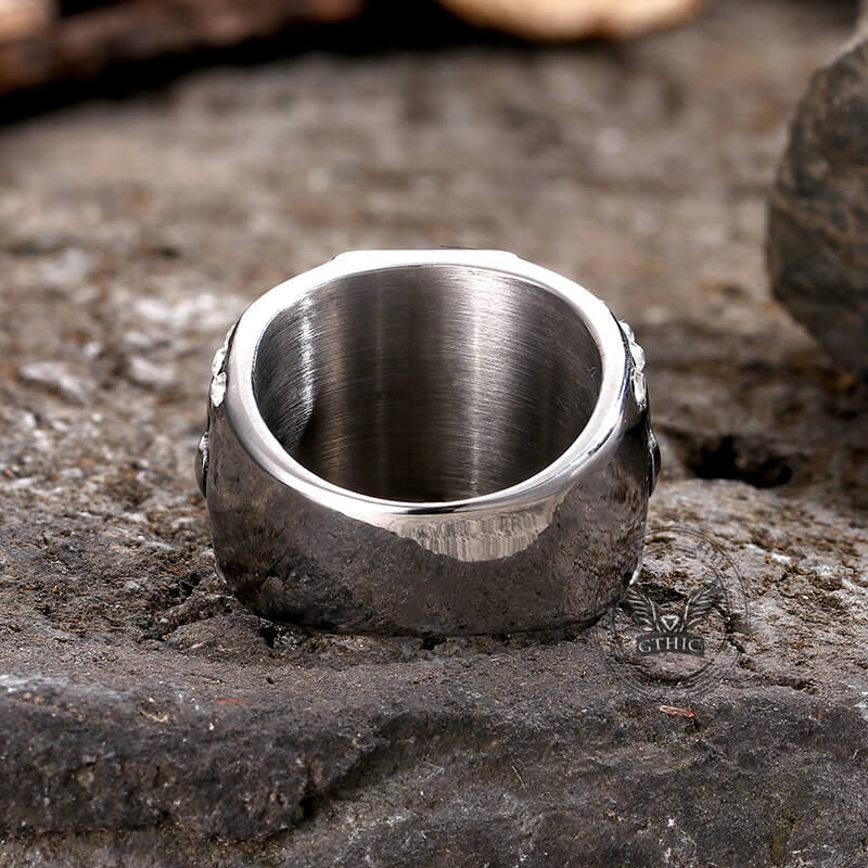 Gemstone Cross Stainless Steel Ring