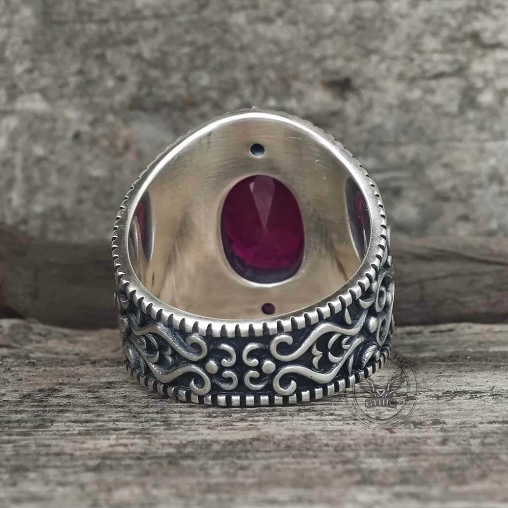 Gemstone Embossed Sterling Silver Ring