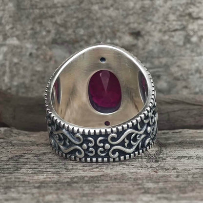 Gemstone Embossed Sterling Silver Ring
