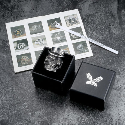 Gentleman Skull Stainless Steel Ring