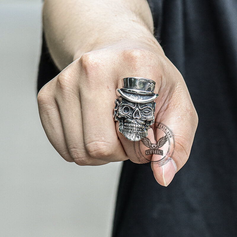 Gentleman Skull Stainless Steel Ring