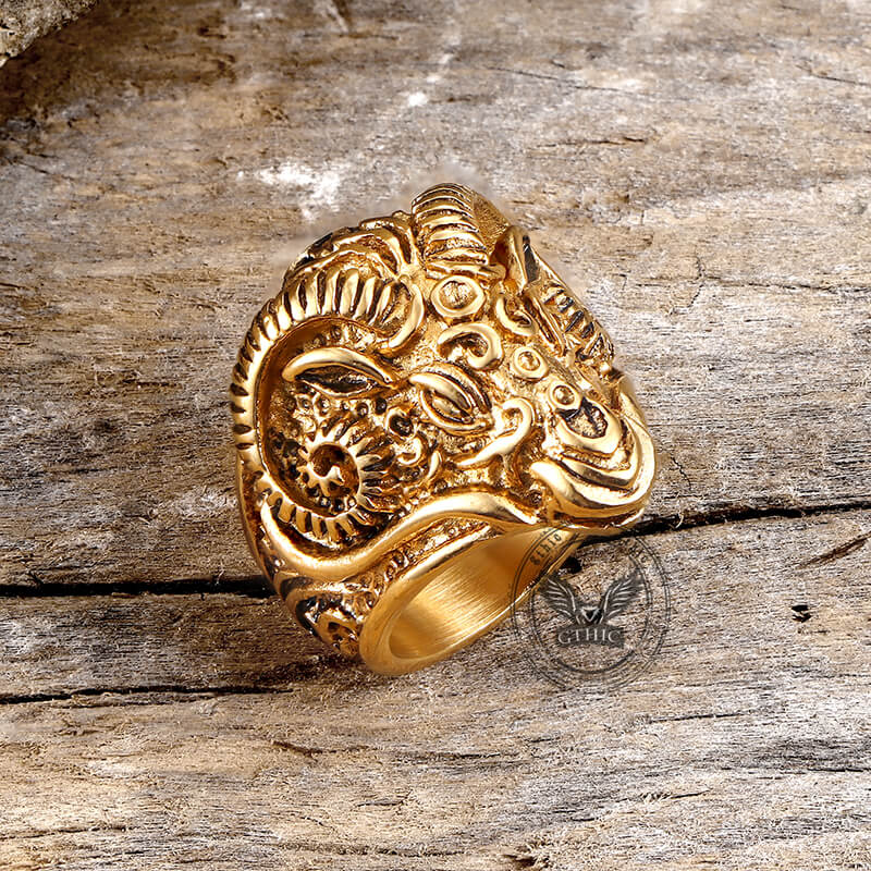 Goat Head Stainless Steel Ring