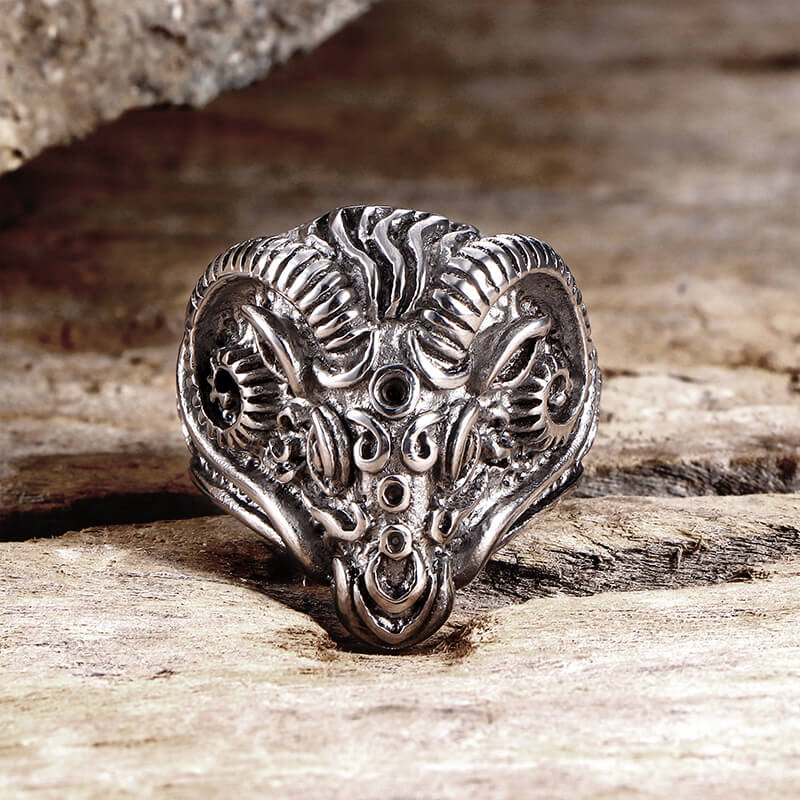 Goat Head Stainless Steel Ring