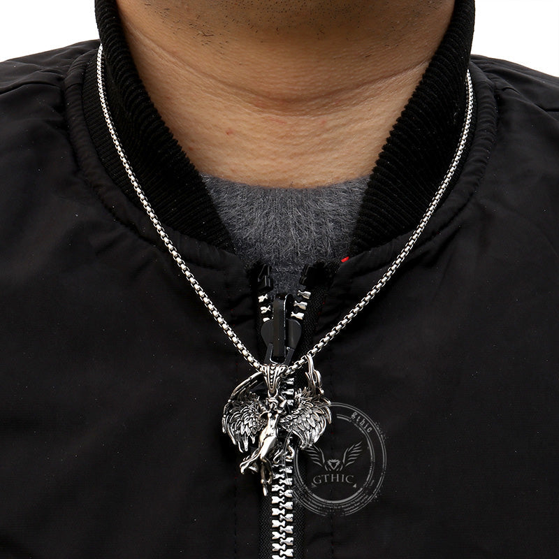 Guardian Angel Wings Stainless Steel Pendant