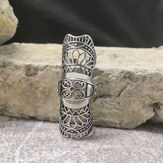 Hollow Pattern Stainless Steel Knuckle Ring