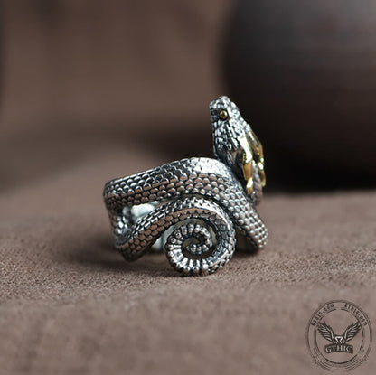 Horned Snake Sterling Silver Animal Ring