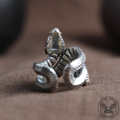 Horned Snake Sterling Silver Animal Ring