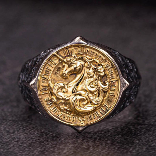 Ice Plains Guardian Unicorn Sterling Silver Ring