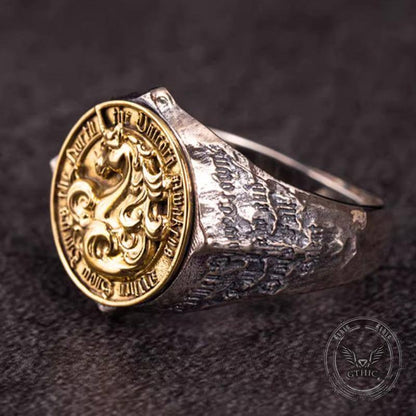 Ice Plains Guardian Unicorn Sterling Silver Ring