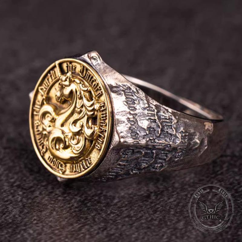 Ice Plains Guardian Unicorn Sterling Silver Ring