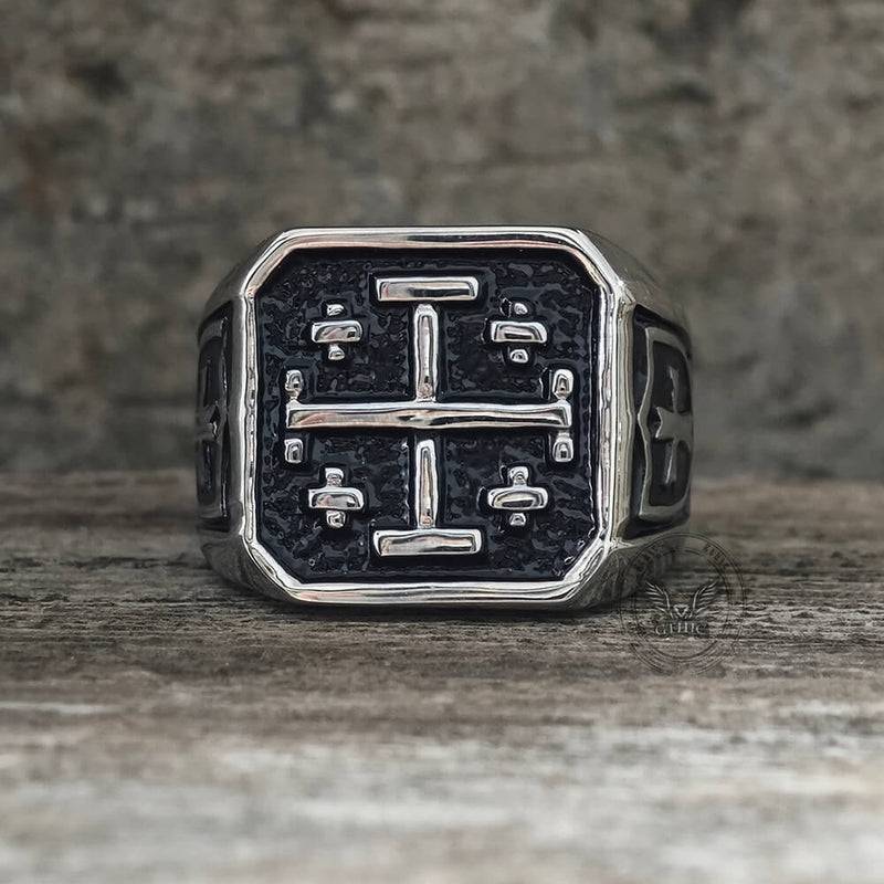 Jerusalem Cross Stainless Steel Christian Ring
