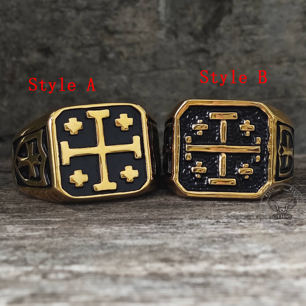 Jerusalem Cross Stainless Steel Christian Ring