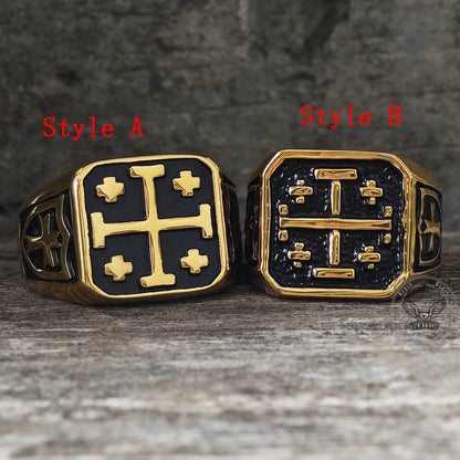 Jerusalem Cross Stainless Steel Christian Ring