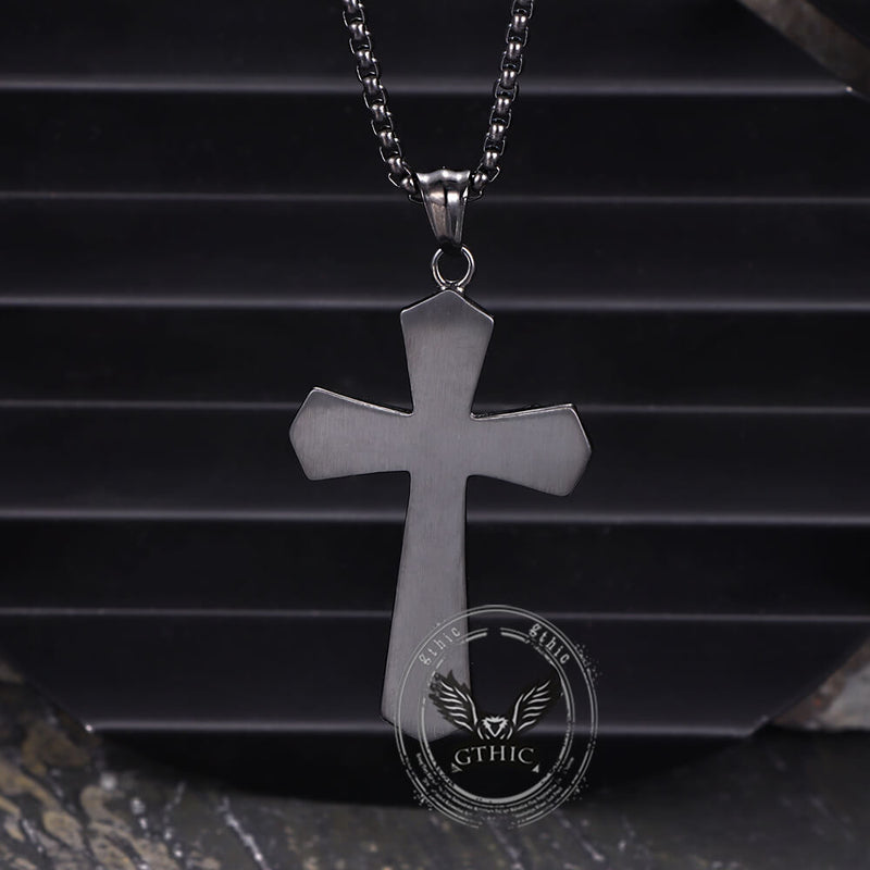 Jesus Suffering Stainless Steel Cross Pendant