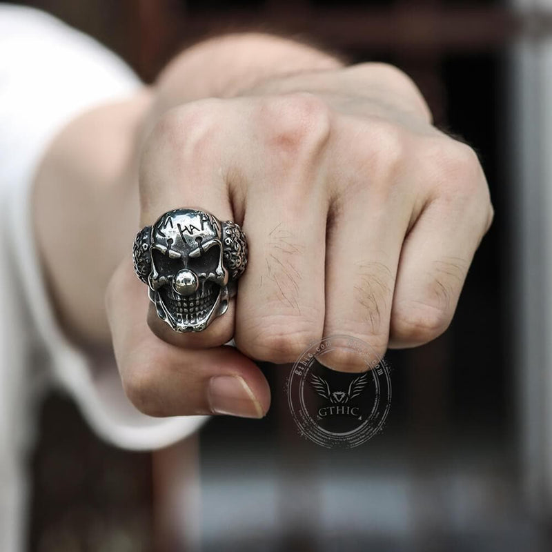 Joker Clown Stainless Steel Skull Ring