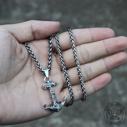 Wave Anchor Stainless Steel Marine Pendant