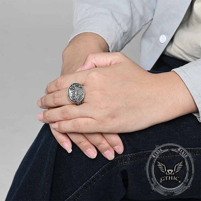Last Supper Cross Stainless Steel Ring