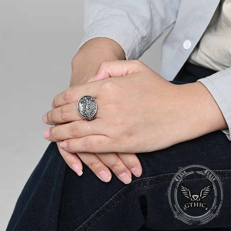 Last Supper Cross Stainless Steel Ring