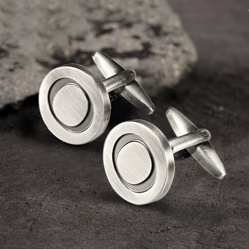 Letter Copper Round Cufflinks