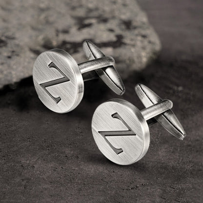 Letter Copper Round Cufflinks