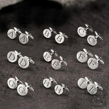 Letter Copper Round Cufflinks