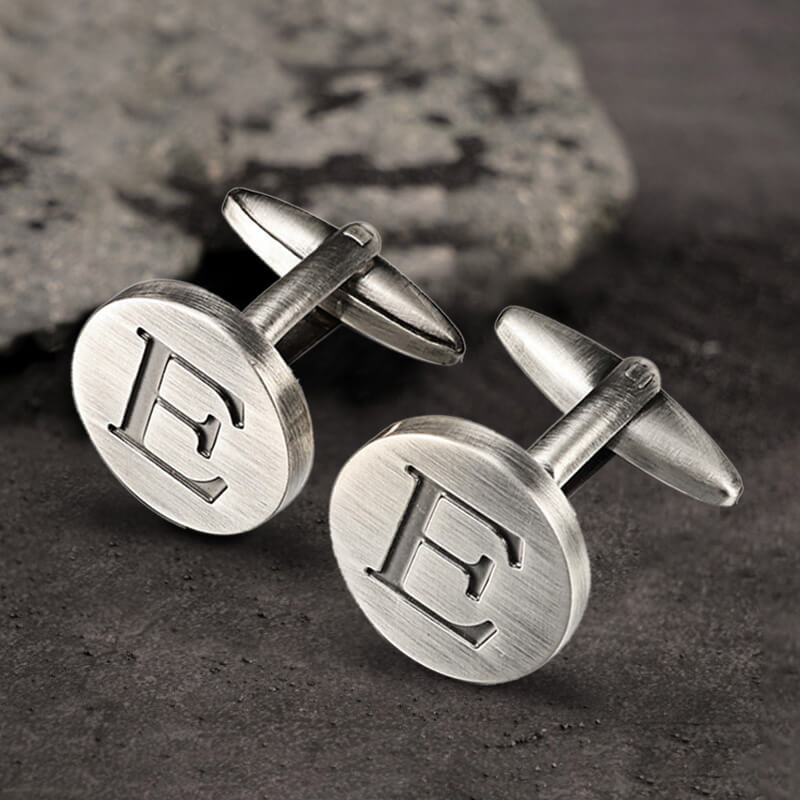 Letter Copper Round Cufflinks