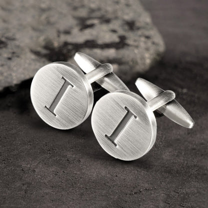 Letter Copper Round Cufflinks
