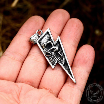 Lightning Bolt Skull Stainless Steel Pendant