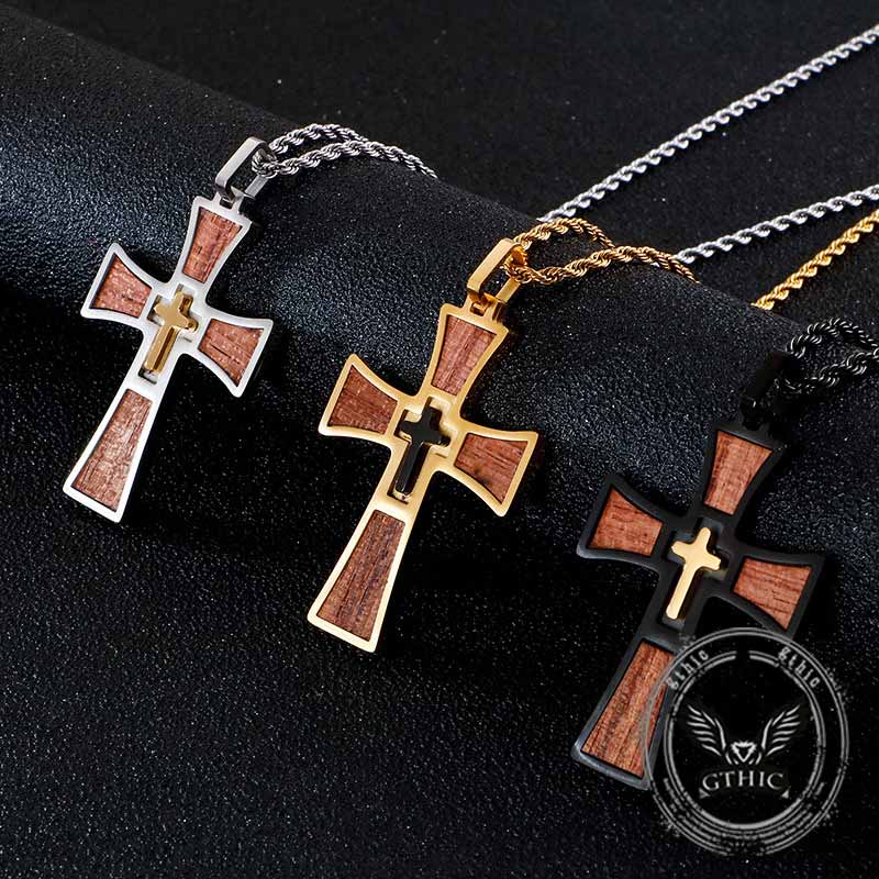 Multi-layered Cross Stainless Steel Pendant
